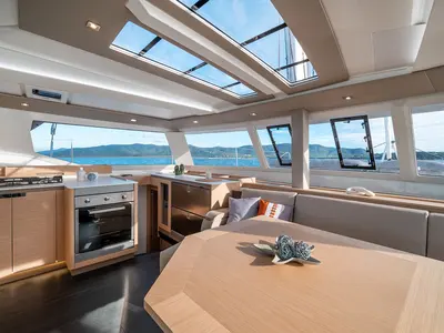 Galley of Smeralda, a Fountaine Pajot Tanna 47 catamaran at Castellammare di Stabia, Italy