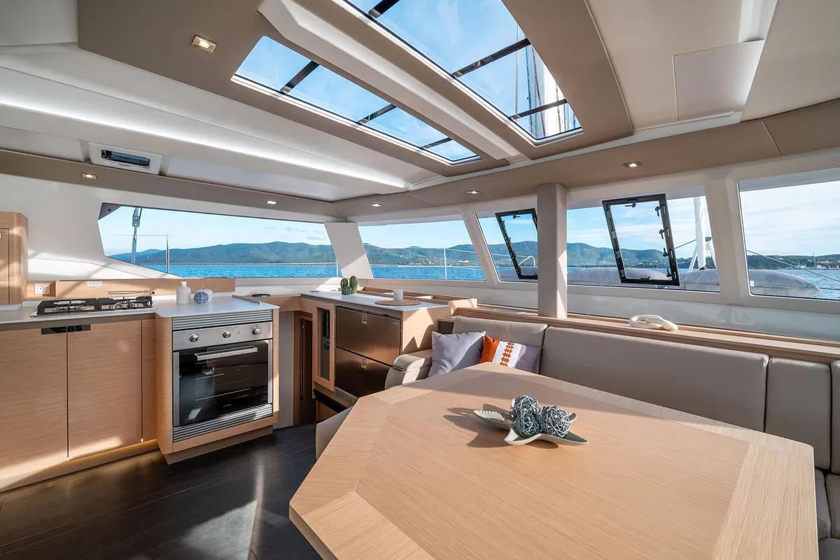 Galley of Smeralda, a Fountaine Pajot Tanna 47 catamaran at Castellammare di Stabia, Italy