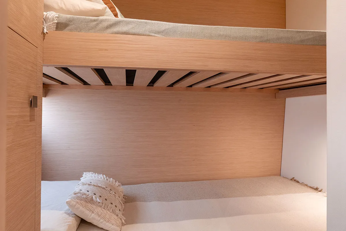 Cabin on Smeralda, a Fountaine Pajot Tanna 47 catamaran at Castellammare di Stabia, Italy
