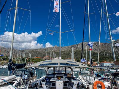 Deck of Brando, a Beneteau Oceanis 51.1 sailboat at Municipal Unit of Lefkada, Greece