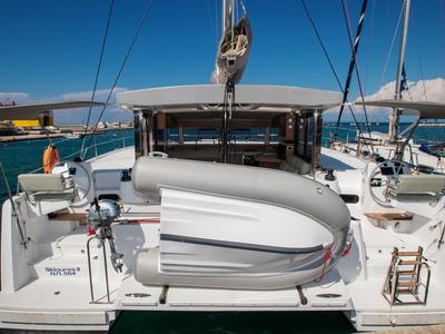 Deck of Skiouros II, a Bali Catspace catamaran at Municipal Unit of Ellomenos, Greece