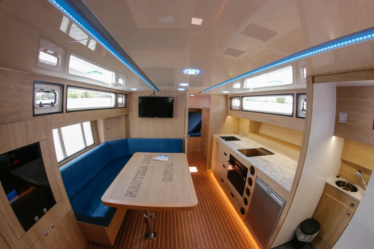 Salon of Nautika 1300 Royal, a Delphia Yachts Nautika 1300  motorboat at Wilkasy, Poland