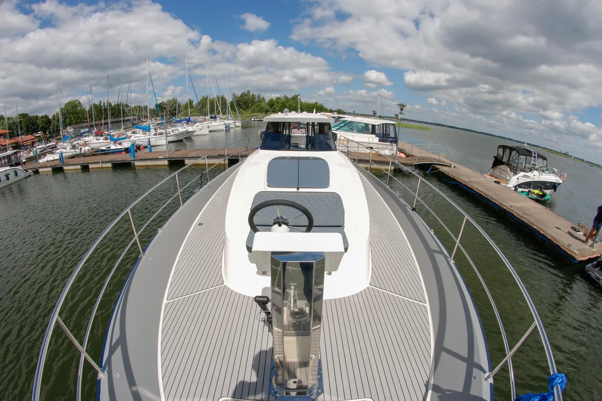 Deck of Nautika 1300 Royal, a Delphia Yachts Nautika 1300  motorboat at Wilkasy, Poland