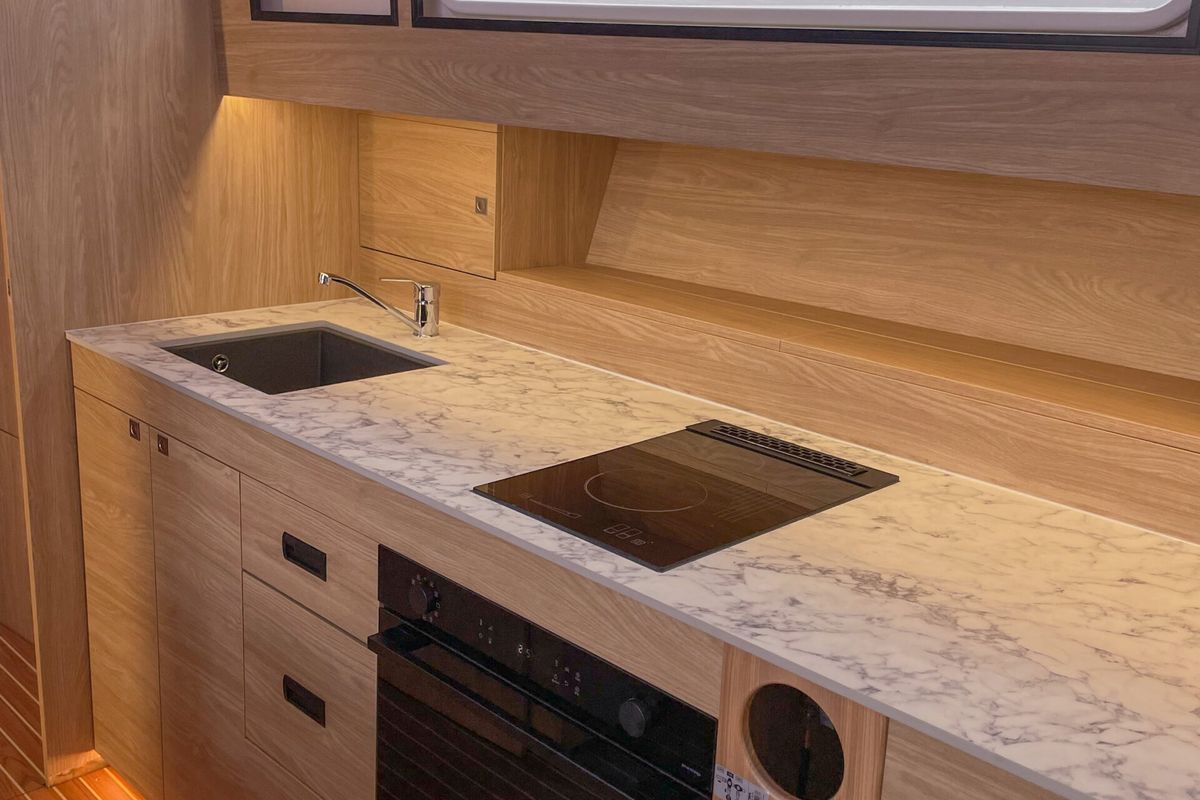 Galley of Nautika 1300 Royal, a Delphia Yachts Nautika 1300  motorboat at Wilkasy, Poland