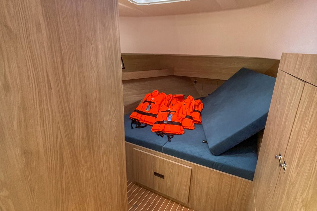 Cabin on Nautika 1300 Royal, a Delphia Yachts Nautika 1300  motorboat at Wilkasy, Poland