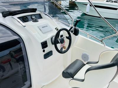 Cockpit of 1239ML, a Galeon Galia 630 motorboat at Mali Lošinj, Croatia