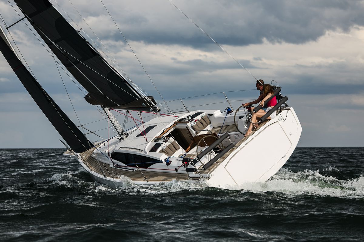Exterior view of ALAS, a Northman Maxus 35 sailboat at Capo d'Orlando, Italy