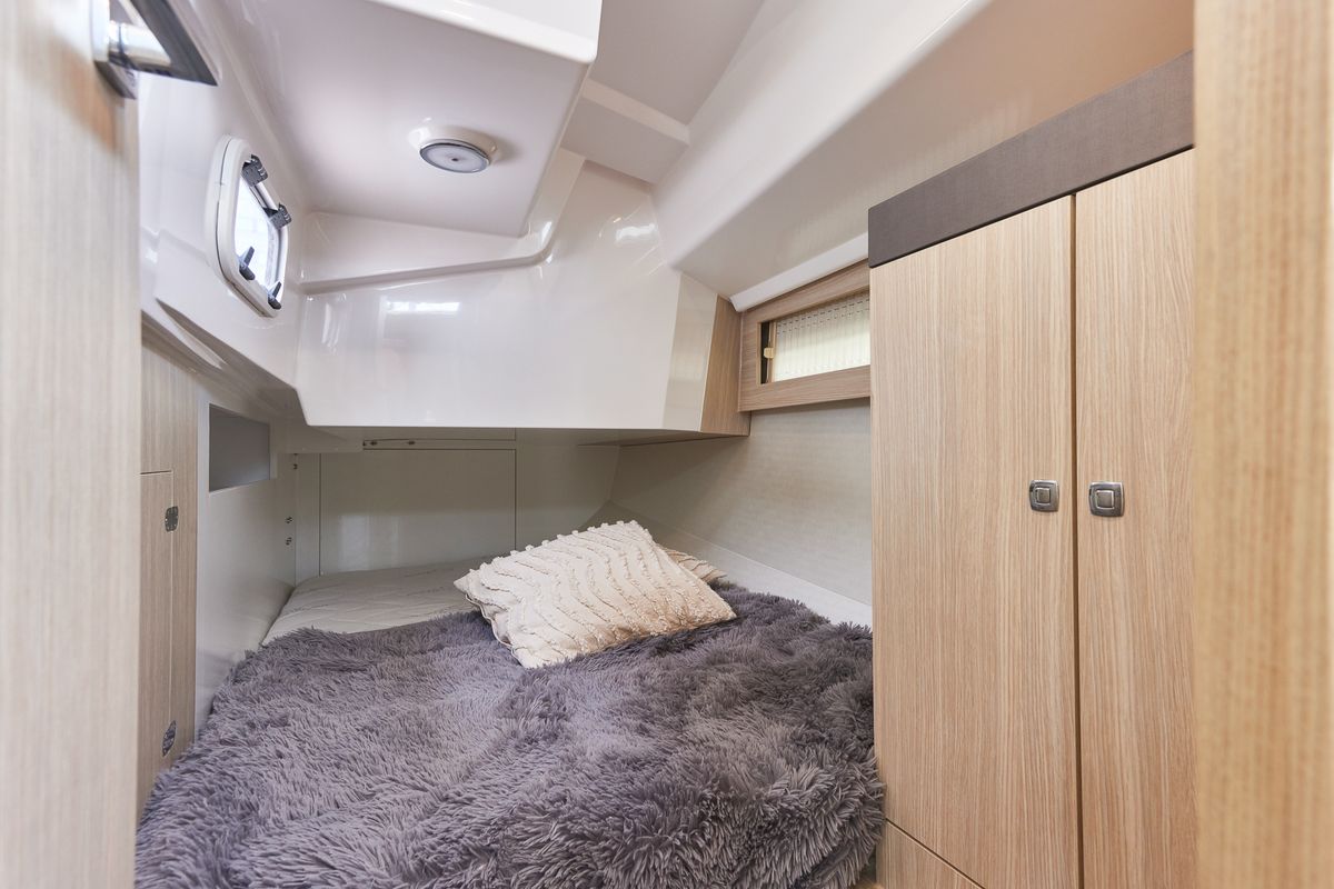 Cabin on ALAS, a Northman Maxus 35 sailboat at Capo d'Orlando, Italy
