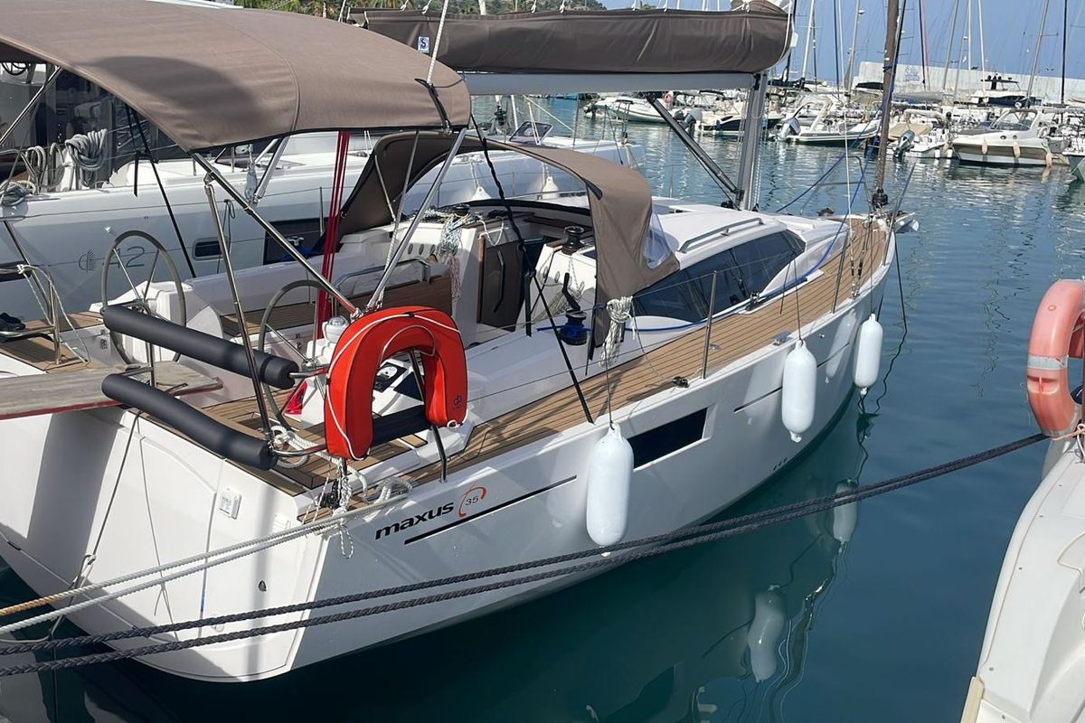 Exterior view of ALAS, a Northman Maxus 35 sailboat at Capo d'Orlando, Italy