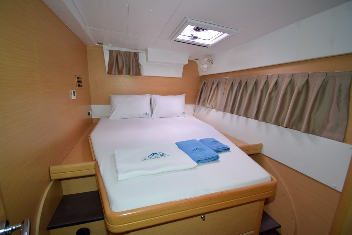 Cockpit of Rain Dogs, a Lagoon 421 catamaran at Marmaris, Turkey