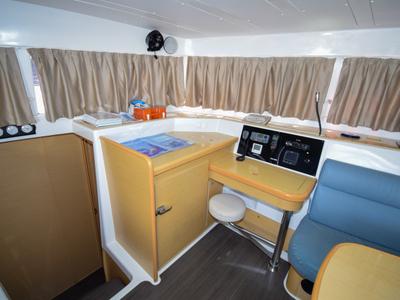 Cockpit of Rain Dogs, a Lagoon 421 catamaran at Marmaris, Turkey