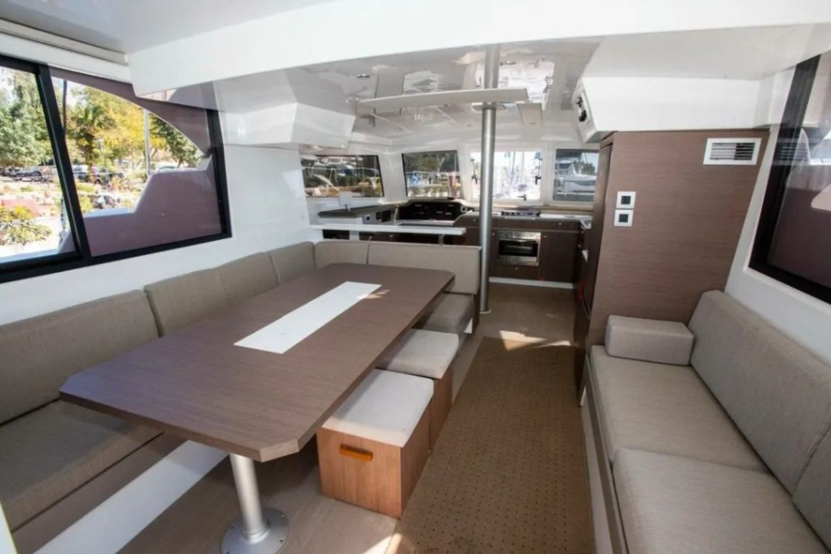 Salon of Samothraki 1, a Bali Catspace catamaran at Municipal Unit of Lefkada, Greece