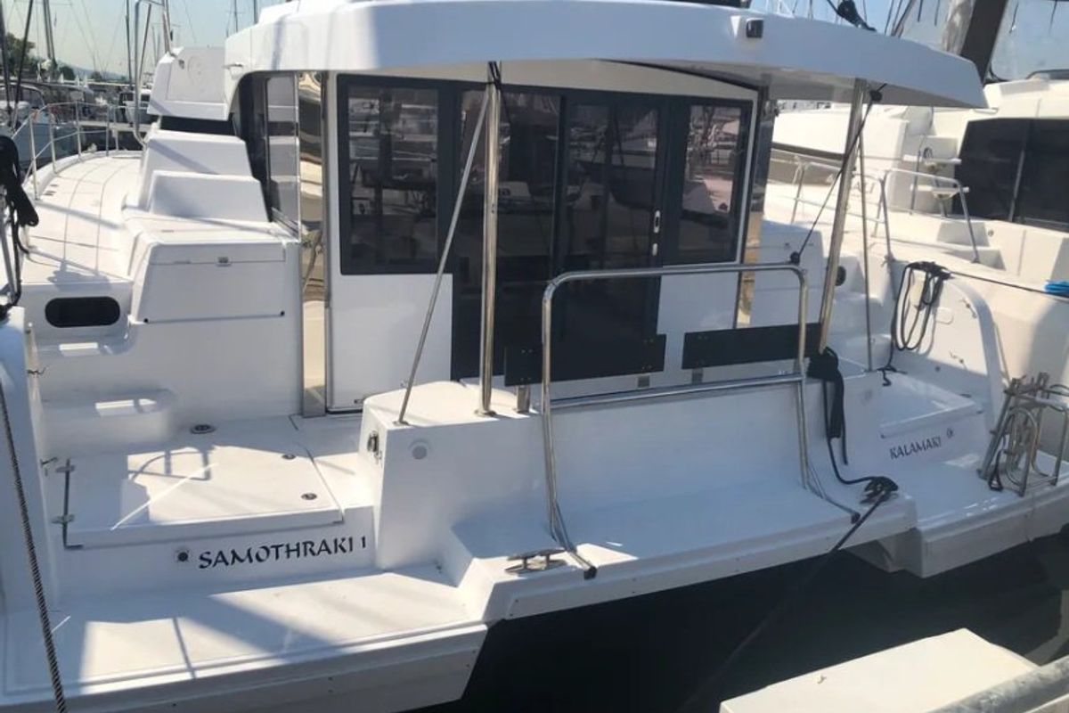 Exterior view of Samothraki 1, a Bali Catspace catamaran at Municipal Unit of Lefkada, Greece