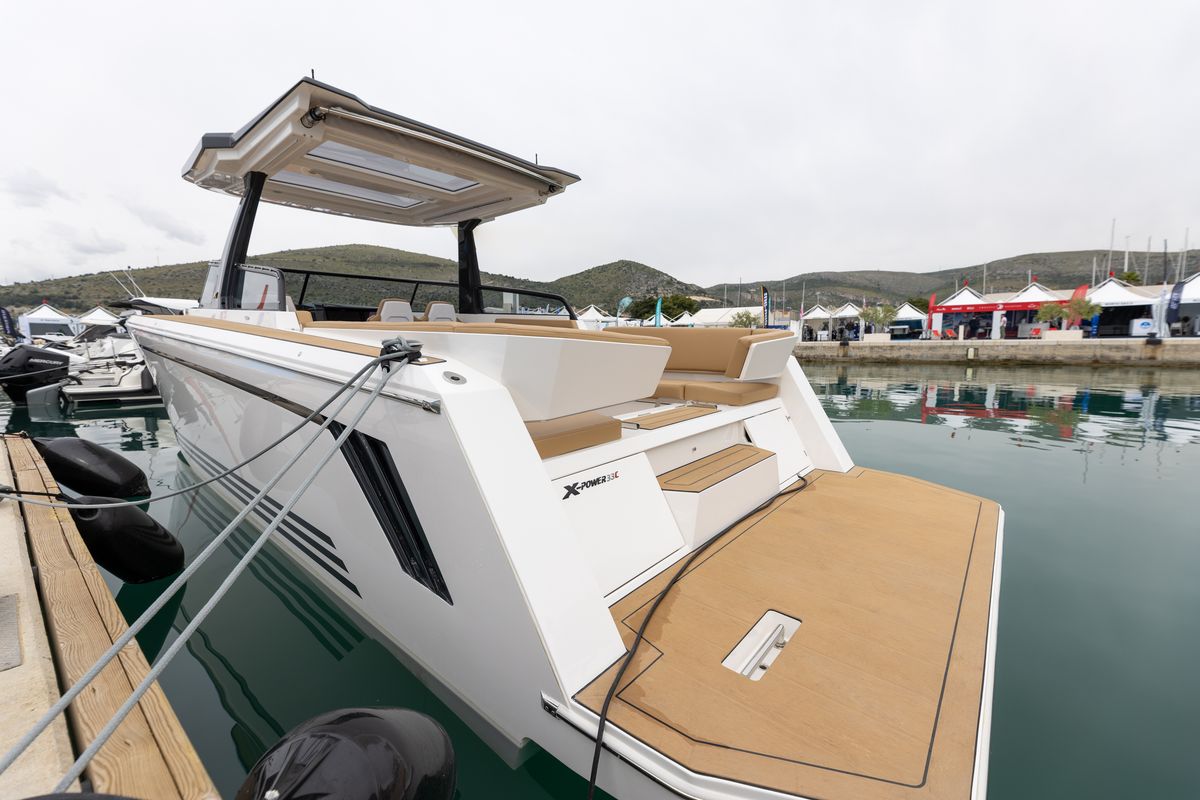 Exterior view of XPOWER 33, a X-Yachts X Power 33C motorboat at Split, Croatia