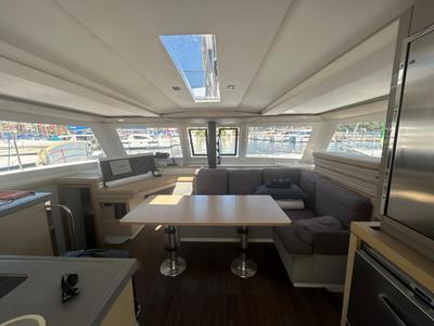 Salon of Valeriia, a Fountaine Pajot Lucia 40 catamaran at Općina Marina, Croatia