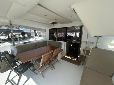 Deck of Valeriia, a Fountaine Pajot Lucia 40 catamaran at Općina Marina, Croatia