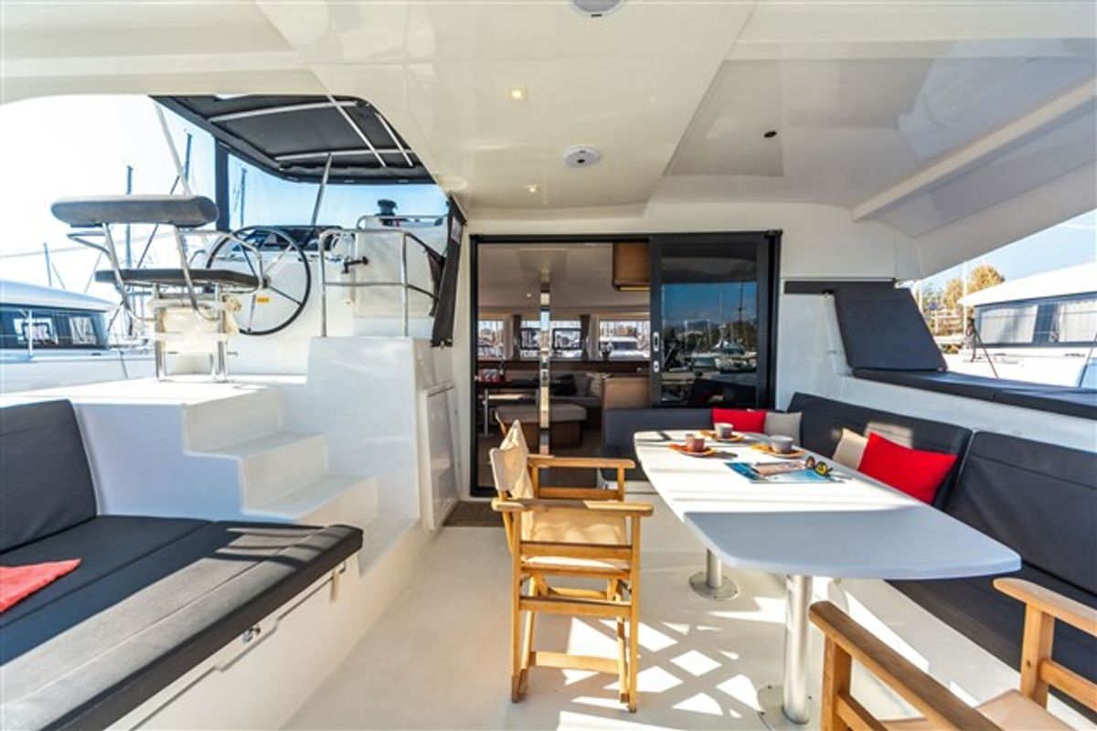 Deck of Aria, a Lagoon 42 catamaran at Volos Municipality, Greece