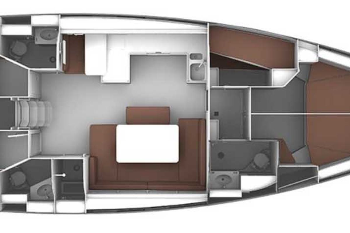 Floor plan of Vivi, a Bavaria 51 Cruiser sailboat at Municipal Unit of Lefkada, Greece
