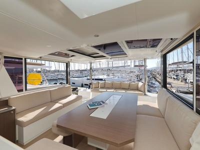 Salon of Acrux, a Bali 4.6 catamaran at Grad Biograd na Moru, Croatia