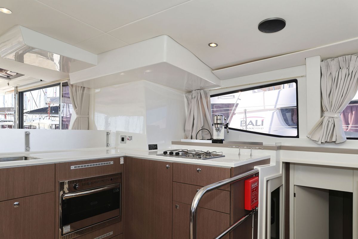 Galley of Acrux, a Bali 4.6 catamaran at Grad Biograd na Moru, Croatia