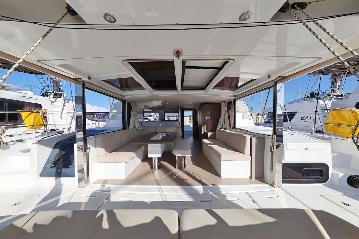 Deck of Acrux, a Bali 4.6 catamaran at Grad Biograd na Moru, Croatia