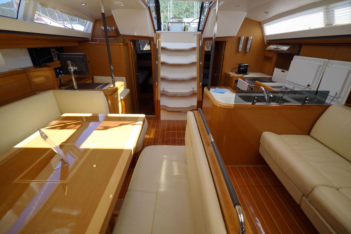 Salon of Summerdream, a Jeanneau 57 sailboat at Marmaris, Turkey