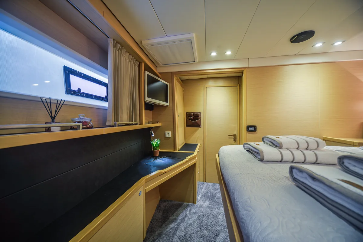 Cabin on Avra, a Lagoon 560 S2 catamaran at Athens, Greece