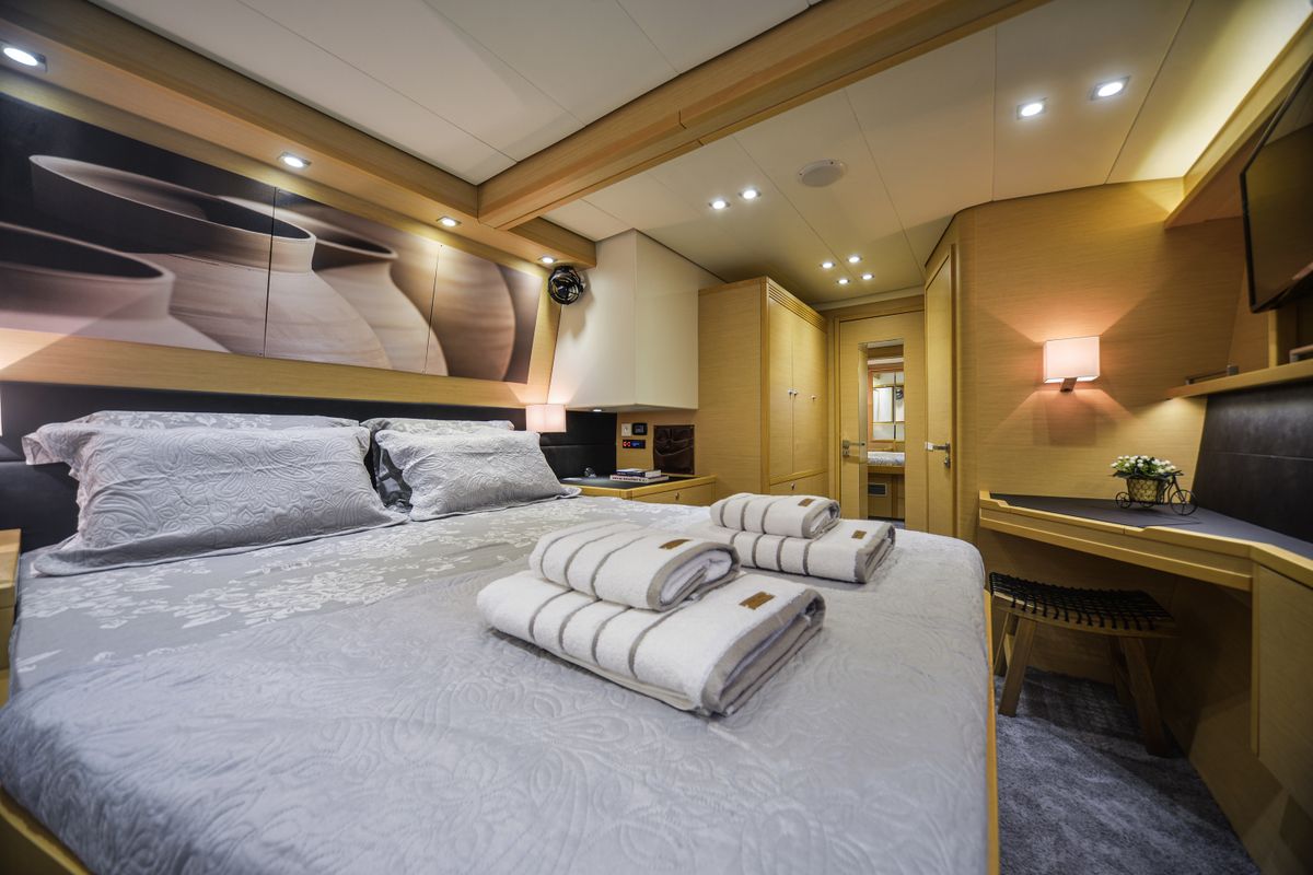 Cabin on Avra, a Lagoon 560 S2 catamaran at Athens, Greece
