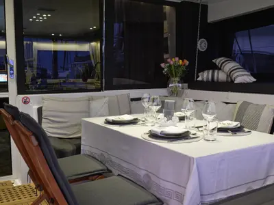 Deck of Avra, a Lagoon 560 S2 catamaran at Athens, Greece