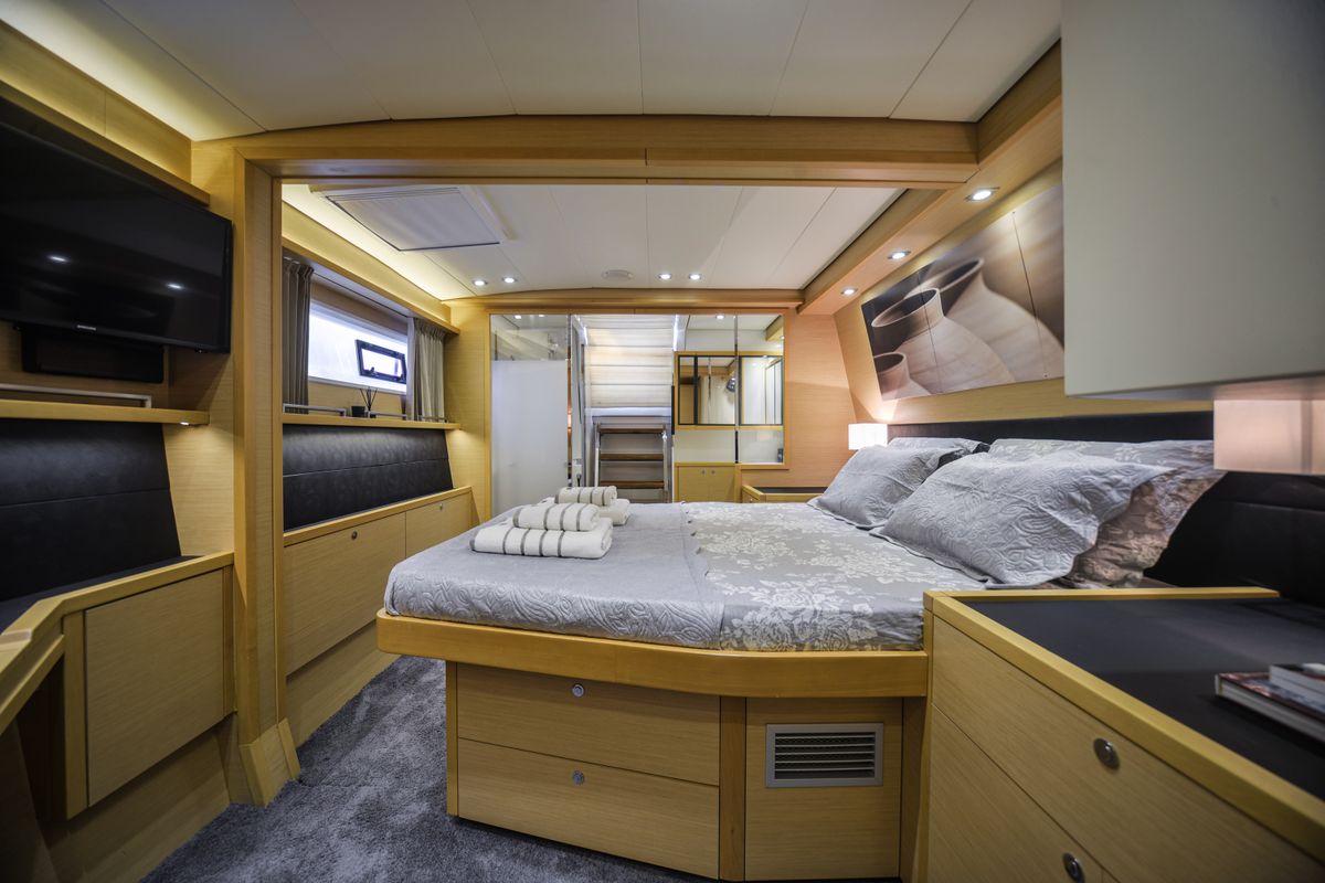 Cabin on Avra, a Lagoon 560 S2 catamaran at Athens, Greece