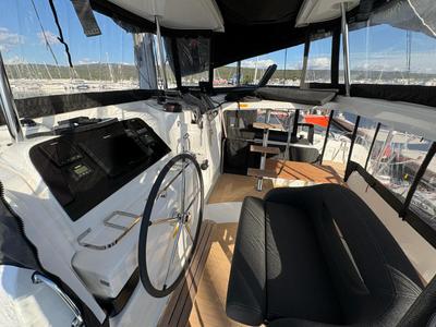 Cockpit of Free Spirit, a Lagoon 42 catamaran at Općina Sukošan, Croatia