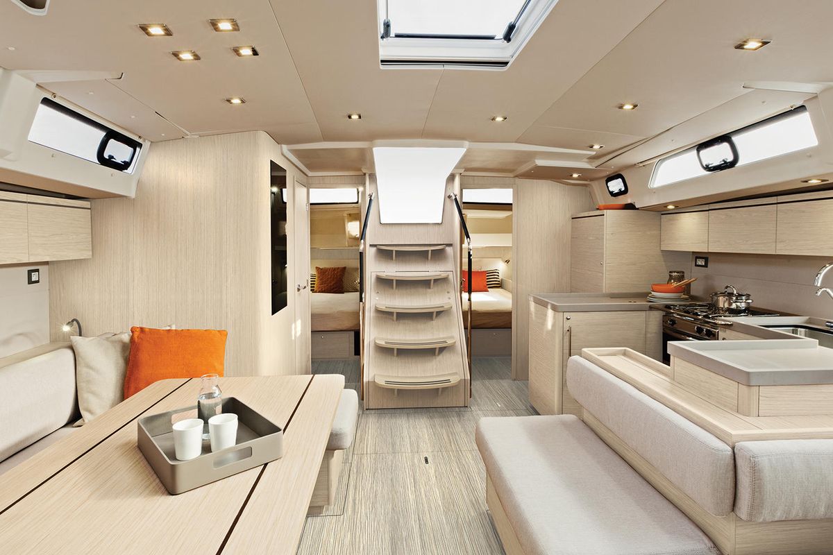 Salon of Demilia Star, a Beneteau Oceanis 51.1 sailboat at Athens, Greece