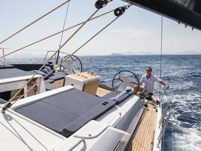 Cockpit of Demilia Star, a Beneteau Oceanis 51.1 sailboat at Athens, Greece