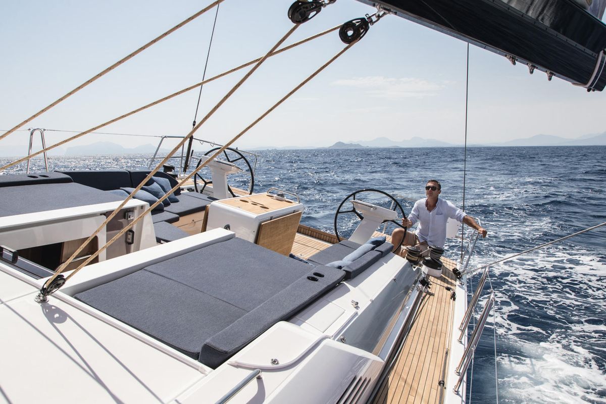 Cockpit of Demilia Star, a Beneteau Oceanis 51.1 sailboat at Athens, Greece
