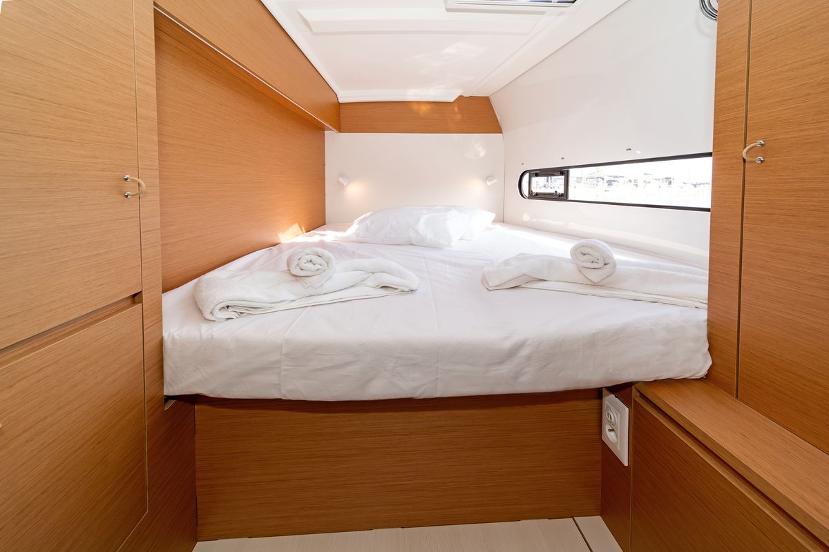 Cabin on One Kiss, a Excess 11 catamaran at Municipal Unit of Lefkada, Greece
