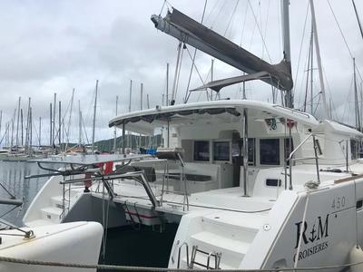 Exterior view of Lorena, a Lagoon 450 catamaran at Alameda, United States