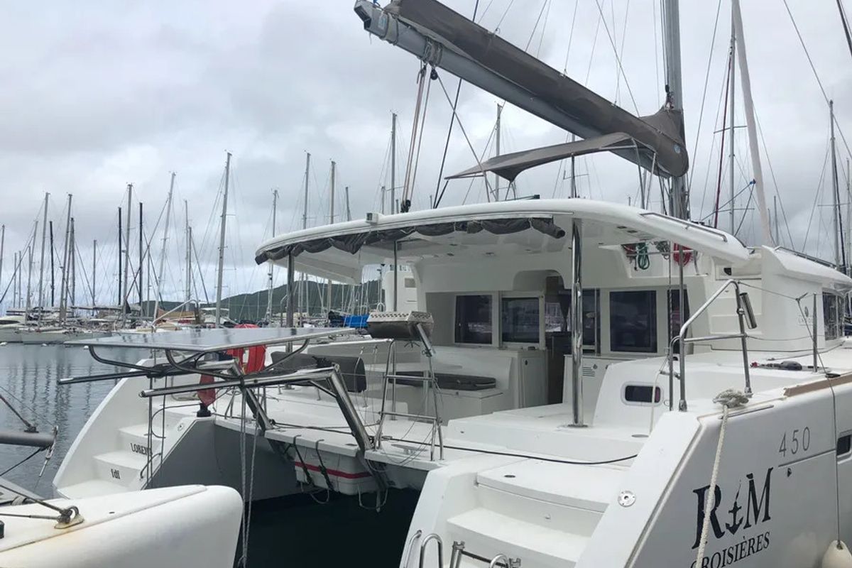 Exterior view of Lorena, a Lagoon 450 catamaran at Alameda, United States