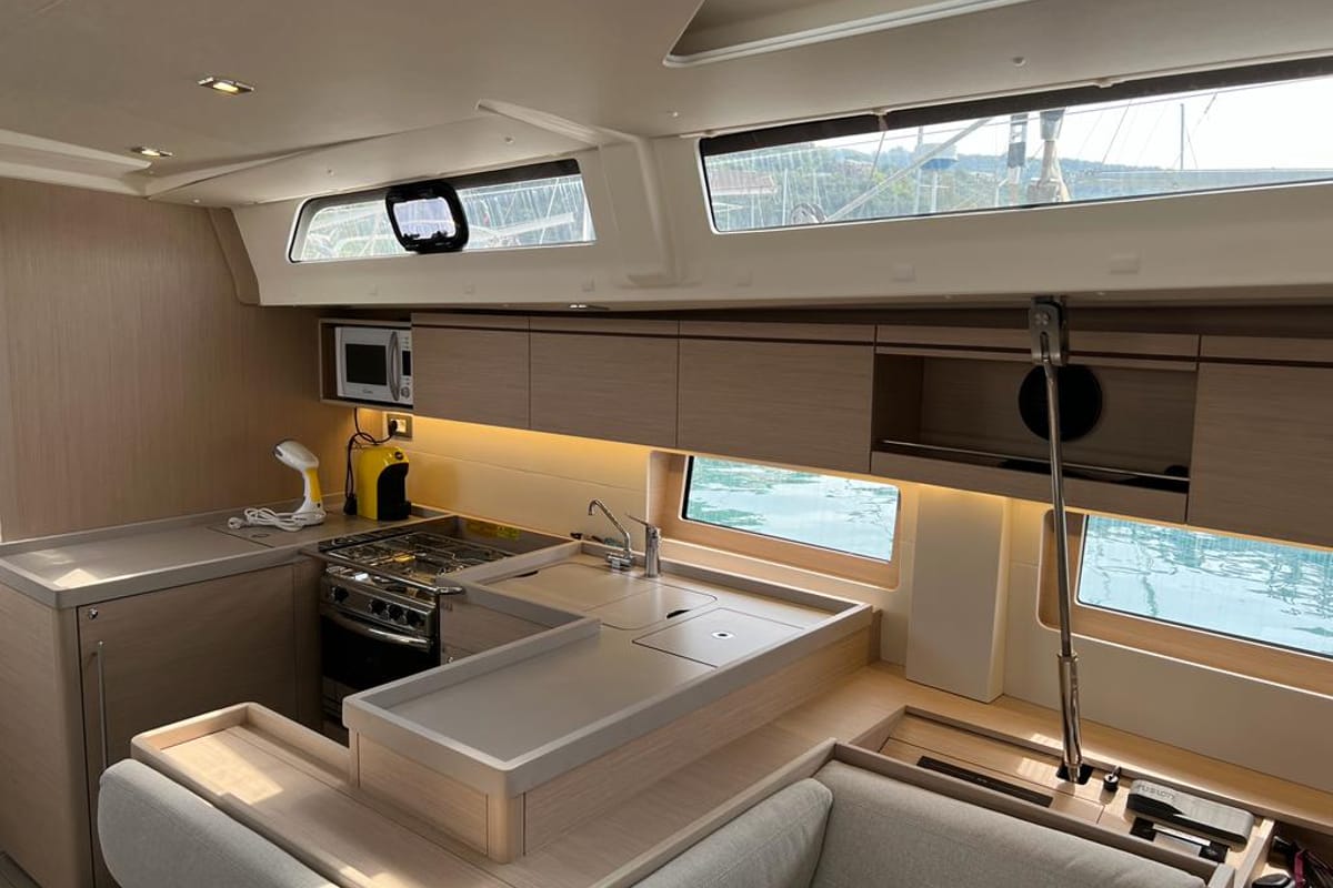 Galley of Libery, a Beneteau Oceanis 51.1 sailboat at Capo d'Orlando, Italy