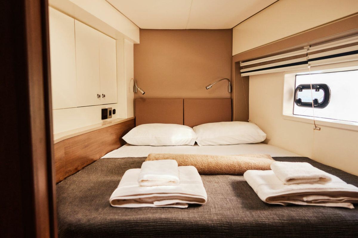 Cabin on Ediba Pisces, a Bali 4.2 catamaran at Marmaris, Turkey