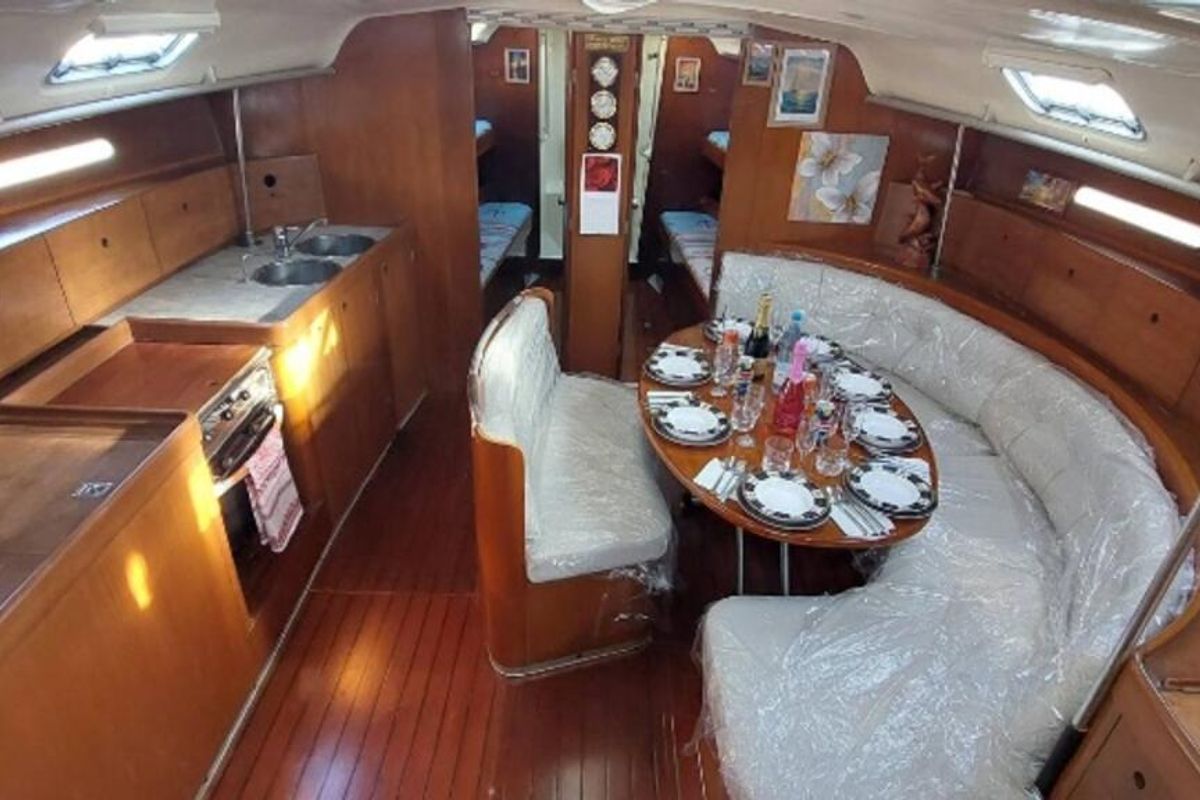Salon of Edisa, a Beneteau First 45 F5 sailboat at Municipal Unit of Rhodes, Greece