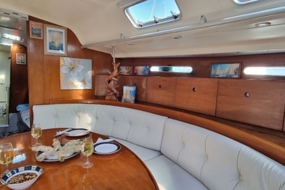 Salon of Edisa, a Beneteau First 45 F5 sailboat at Municipal Unit of Rhodes, Greece