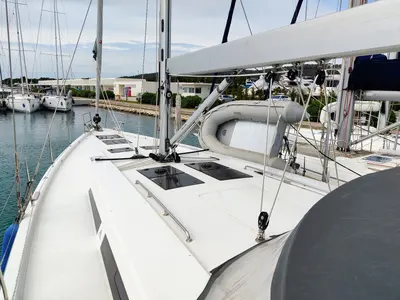 Deck of Lady Ardea, a Hanse Yachts Hanse 548 sailboat at Općina Sukošan, Croatia