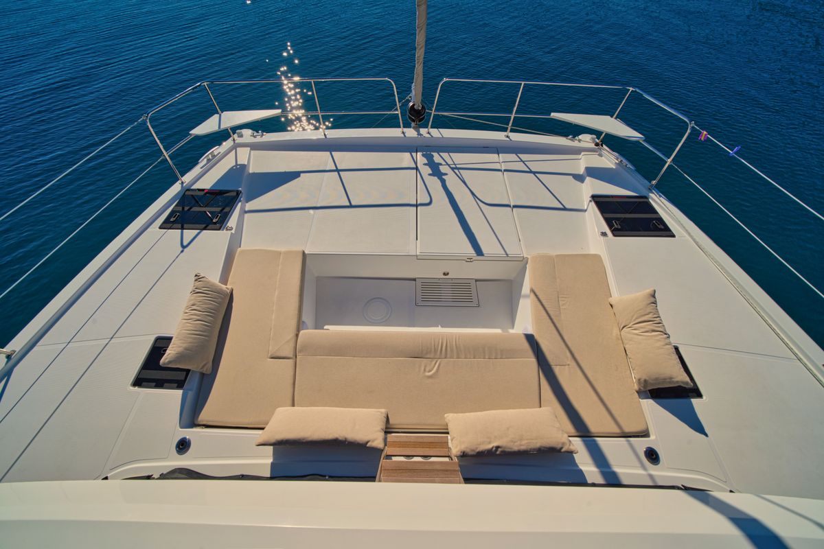Deck of ZOIE, a Bali Catsmart catamaran at Gouvia, Greece