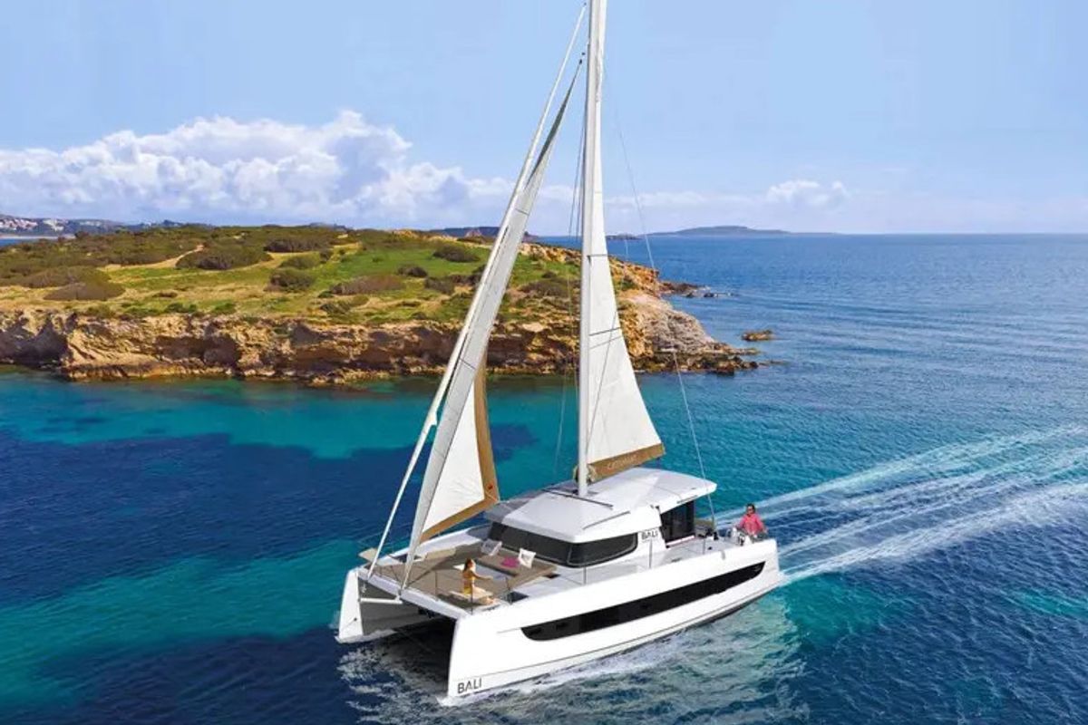 Exterior view of ZOIE, a Bali Catsmart catamaran at Gouvia, Greece