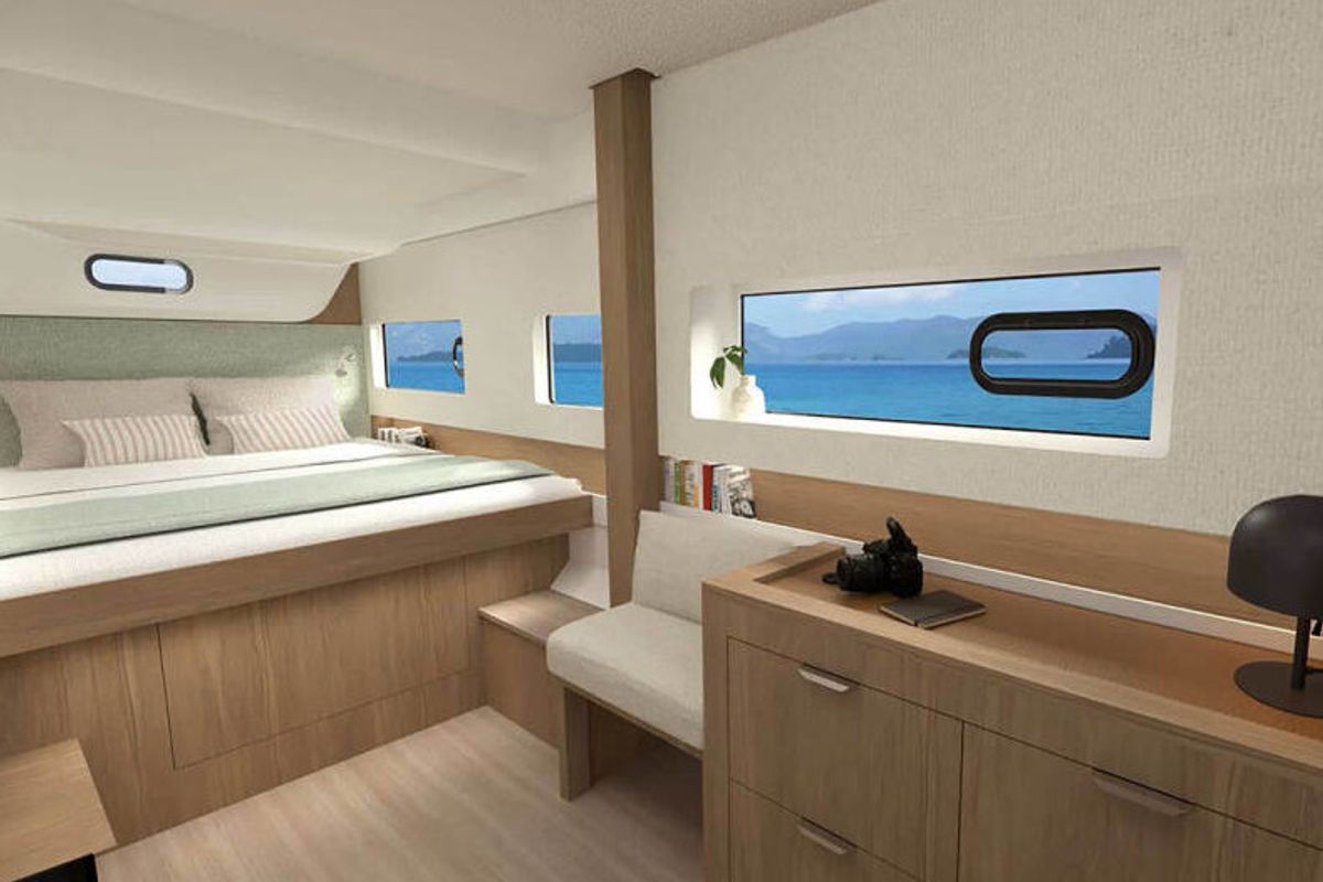 Cabin on ZOIE, a Bali Catsmart catamaran at Gouvia, Greece