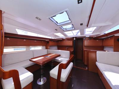 Salon of Lateja, a Dufour 520 GL sailboat at Grad Trogir, Croatia