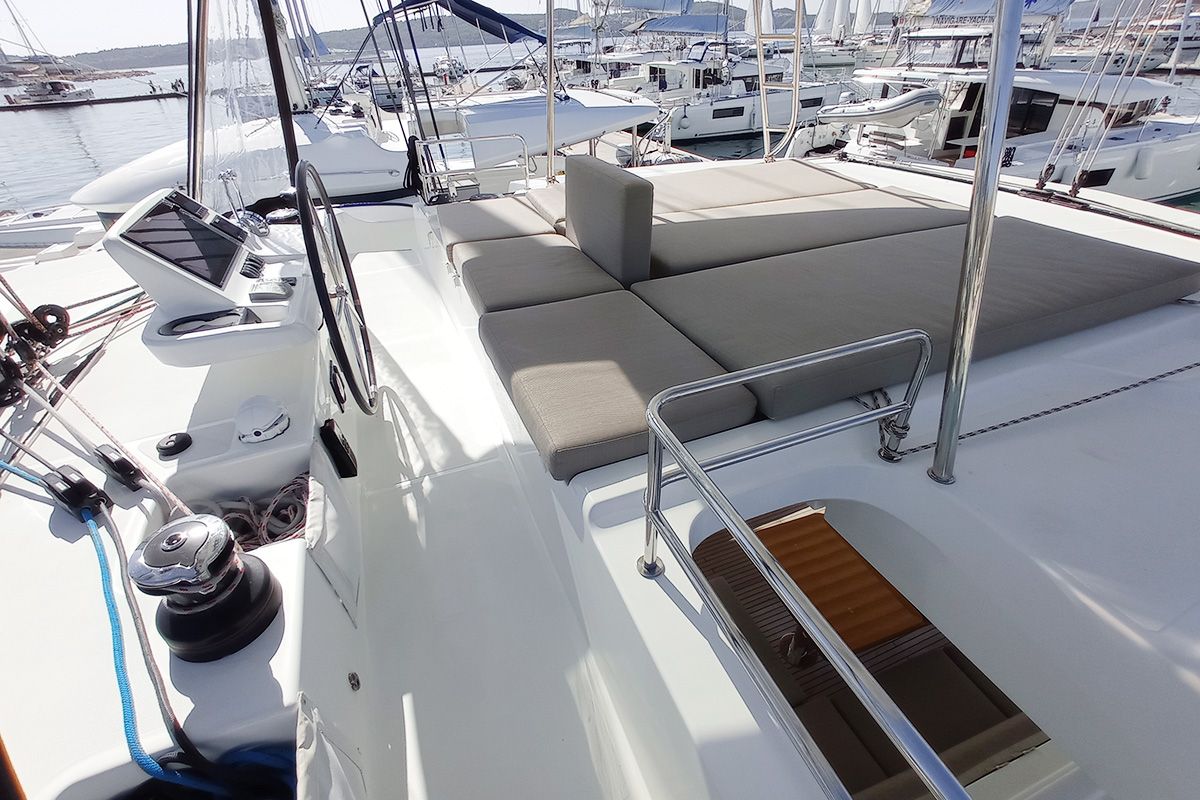 Salon of Vi La Ut, a Lagoon 50 catamaran at Seget Donji, Croatia