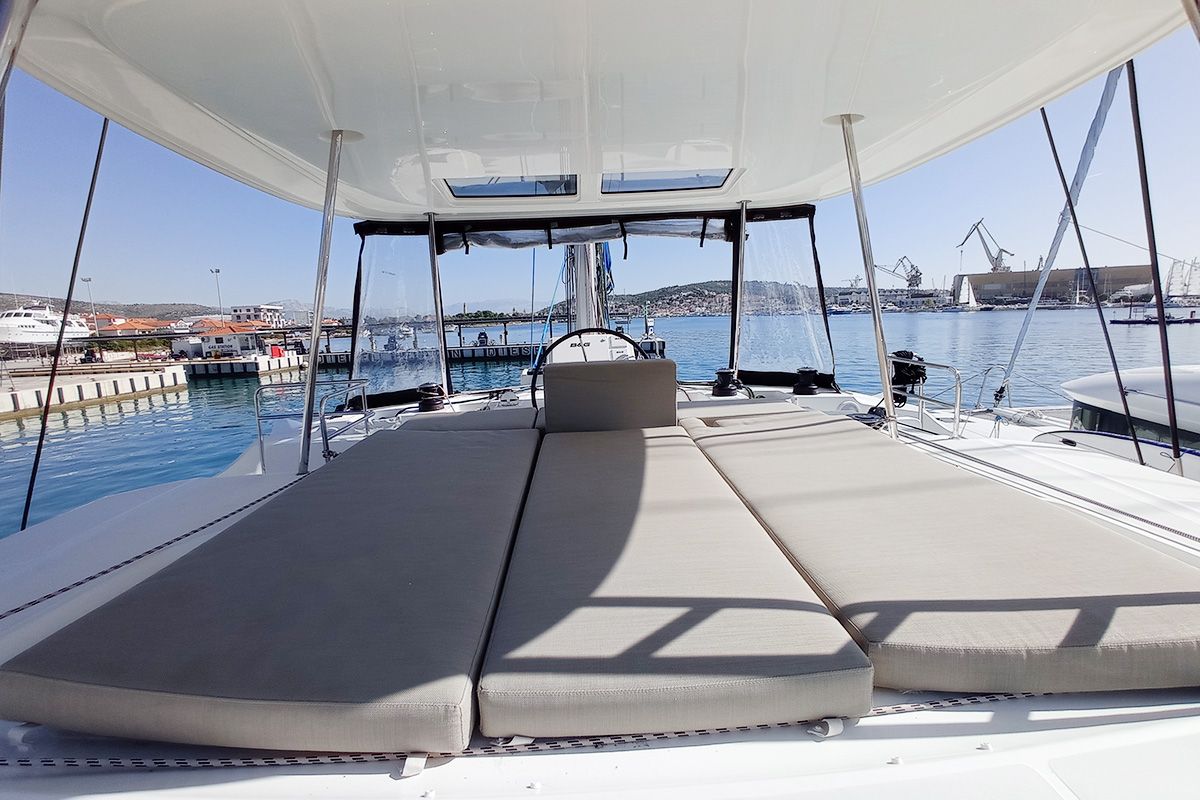 Salon of Vi La Ut, a Lagoon 50 catamaran at Seget Donji, Croatia