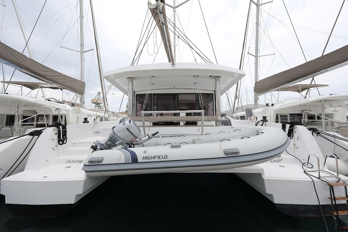 Exterior view of Lalounge, a Bali 5.4 catamaran at Općina Rogoznica, Croatia
