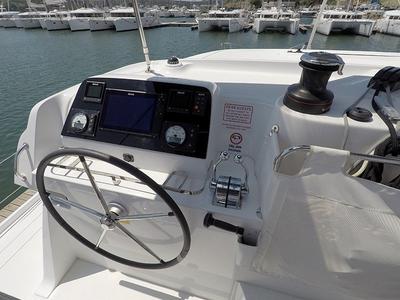 Cockpit of Abba, a Lagoon 42 catamaran at Grad Šibenik, Croatia